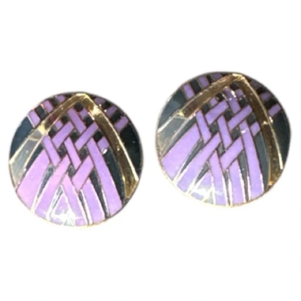 Lot of 3 Vintage 80s Enamel Metal Pierced Earrings Includes 1 Pair by Dani